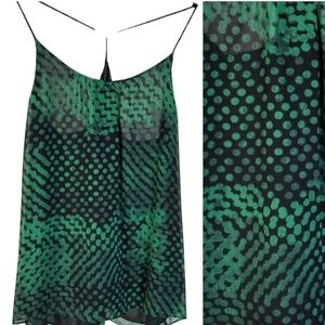 Theory Green Sz s green & Black sheer lined tank